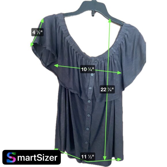 American Eagle Soft & Sexy Off-Shoulder Faux Button-Front Top Gray Dressy Casual - Picture 7 of 7